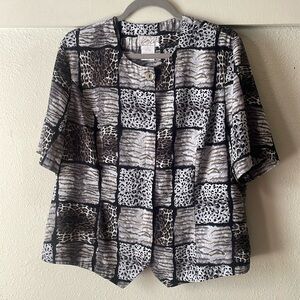 Vintage Kathy Che patchwork short sleeve button down blouse